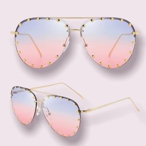 Studded aviator Sunglasses two tone lenses- NEW